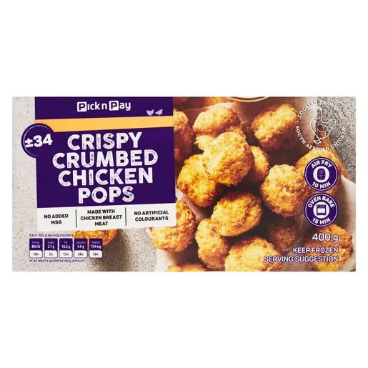 PnP Crumbed Chicken Pops 400g PnP Crumbed Chicken Pops 400g