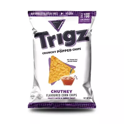 Trigz Chutney Flavoured Corn Chips 28g Trigz Chutney Flavoured Corn Chips 28g