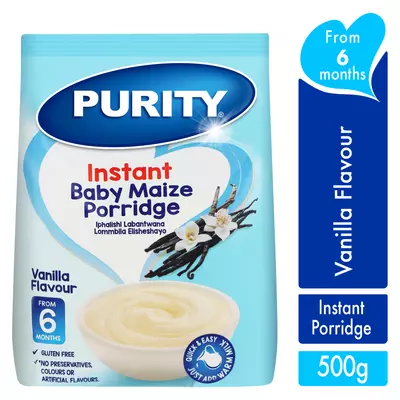 Purity Instant?Cream of Maize Baby's Soft Porridge Vanilla 500g from 6 Months Purity Instant?Cream of Maize Baby's Soft Porridge Vanilla 500g from 6 Months