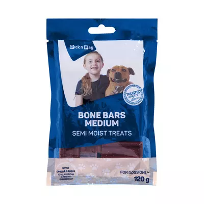 PnP Pet Semi Moist Treat Med Bone Bars 120g