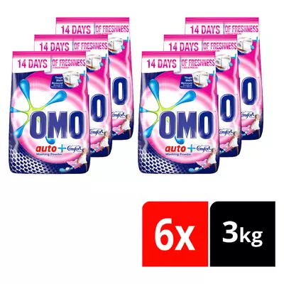 OMO Stain Removal Auto Washing Powder Detergent with Comfort Freshness 3kg x 6