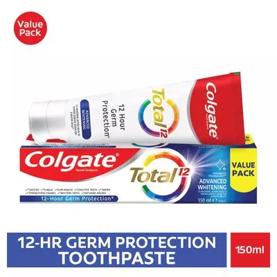 Colgate Total 12 Advanced Whitening, Multibenefit Toothpaste 150ml