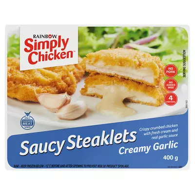 Rainbow Creamy Garlic Chicken Steaklets 400g Rainbow Creamy Garlic Chicken Steaklets 400g