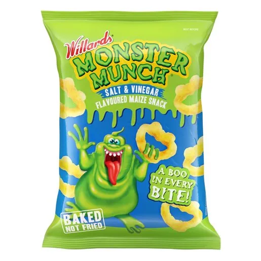Willard's Monster Munch Salt & Vinegar Flavoured Maize Snack 100g Willard's Monster Munch Salt & Vinegar Flavoured Maize Snack 100g