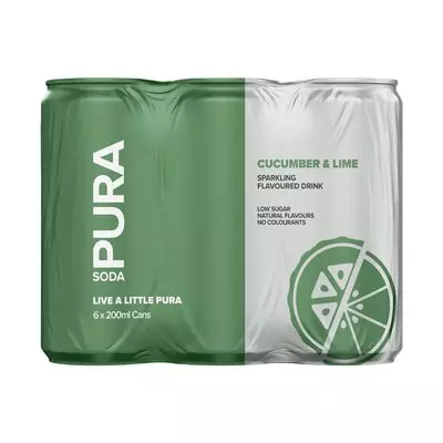 Pura Soda Cucumber & Lime 200ml x 6