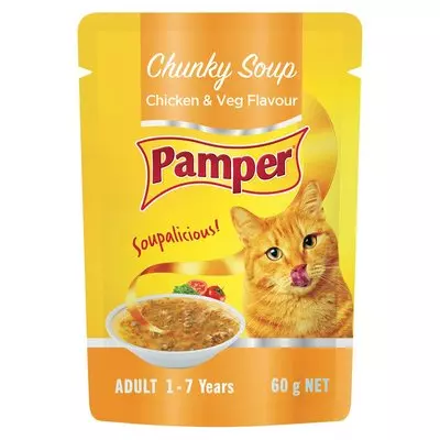 PAMPER CATS SOUP CHICK&VEG 60g PAMPER CATS SOUP CHICK&VEG 60g