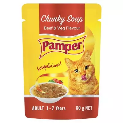 Pamper Cats Soup Beef & Veg 60g