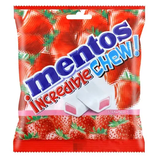 Mentos Incredible Chew Soft Sweet Candy Strawberry Flavor 18 Pieces Mentos Incredible Chew Soft Sweet Candy Strawberry Flavor 18 Pieces