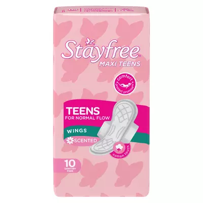 Stayfree Maxi Teens Pads Scented With Wings 10's Stayfree Maxi Teens Pads Scented With Wings 10's