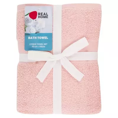 REAL HOME 2PC BATH TOWEL BLUSH PINK REAL HOME 2PC BATH TOWEL BLUSH PINK
