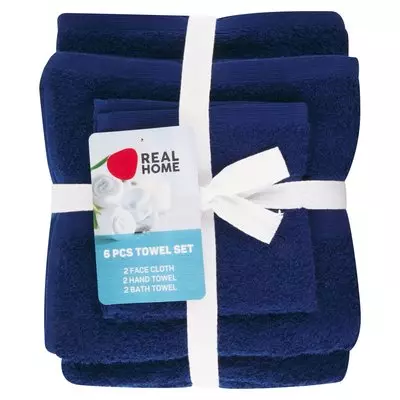 Real Home 6 Piece Towel Set Navy