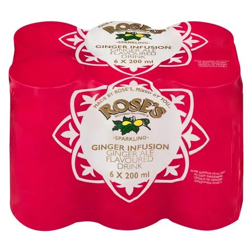 Rose's Carbonated Soft Drinks Ginger Infusion 200ml x 6