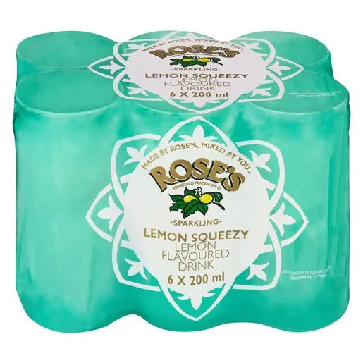 Rose's Carbonated Soft Drinks Lemon Squeezy 200ml x 6