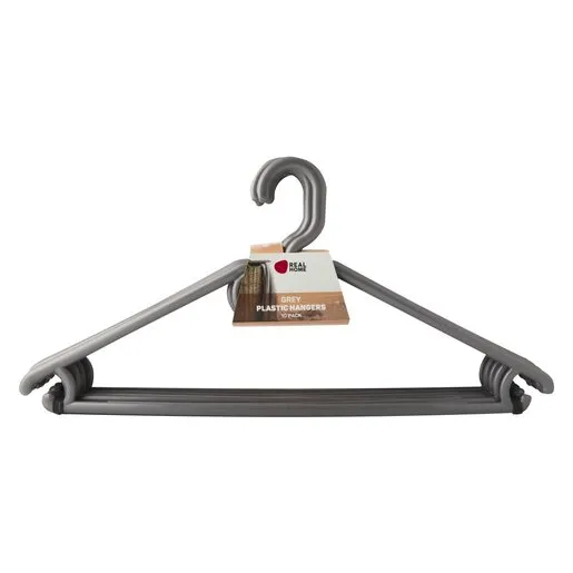 Real Home Plastic Hangers Grey 10 Pack Real Home Plastic Hangers Grey 10 Pack