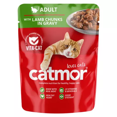 Catmor Cat Food Adult Lamb Chunks in Gravy 70g Catmor Cat Food Adult Lamb Chunks in Gravy 70g