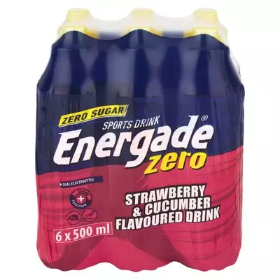 Energade Zero Strawberry & Cucumber Flavoured Sports Drink 500ml x 6 Energade Zero Strawberry & Cucumber Flavoured Sports Drink 500ml x 6