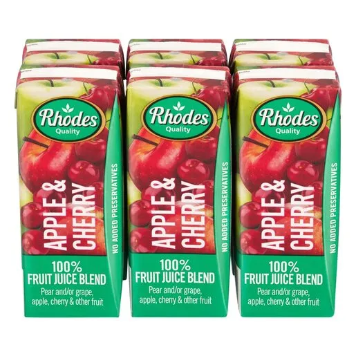 RHODES 100% F/JUICE APPLE & CHERRY 200ML