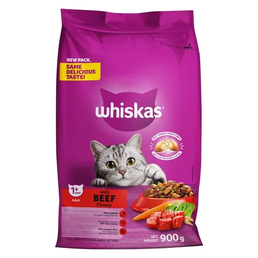 Whiskas Dry Adult Cat Food Beef 900g Whiskas Dry Adult Cat Food Beef 900g