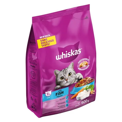 Whiskas Dry Adult Cat Food With Ocean Fish Flavour 900g