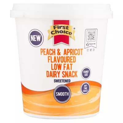First Choice Peach & Apricot Flavoured Low Fat Dairy Snack 1kg First Choice Peach & Apricot Flavoured Low Fat Dairy Snack 1kg