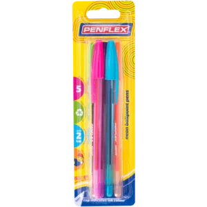 Penflex Neon Ballpoint Pen Set 5 Pack