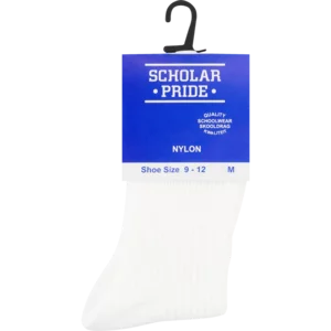 Scholar Pride White Girls Short School Socks Size 9-12 Scholar Pride White Girls Short School Socks Size 9-12