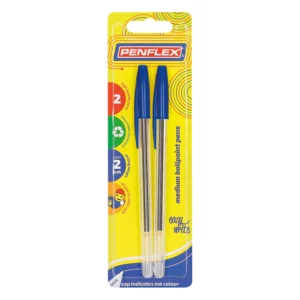 Penflex Clear Medium Blue Ballpoint Pen 2 Pack Penflex Clear Medium Blue Ballpoint Pen 2 Pack