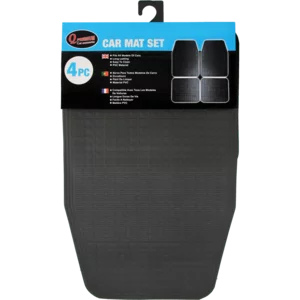 Q Premium Black Rubber Heavy Duty Car Mat Set 4 Pieces
