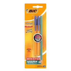 BIC Orange Blue Ballpoint Pens & Pencil Bonus Piece 3 Piece