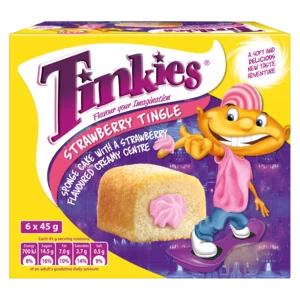 Tinkies Strawberry Tingle Flavoured Creamy Sponge Cake 6 Pack