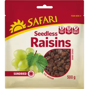 Safari Sundried Seedless Raisins 500g Safari Sundried Seedless Raisins 500g