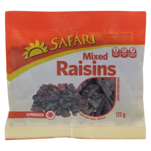 Safari Sun-Dried Mixed Raisins 125g Safari Sun-Dried Mixed Raisins 125g