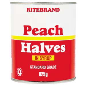 Ritebrand Peach Halves In Syrup Can 825g Ritebrand Peach Halves In Syrup Can 825g