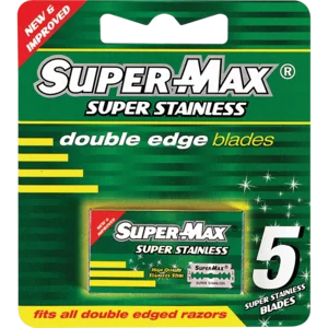 Super-Max Stainless Steel Double Edge Blades 5 Pack Super-Max Stainless Steel Double Edge Blades 5 Pack
