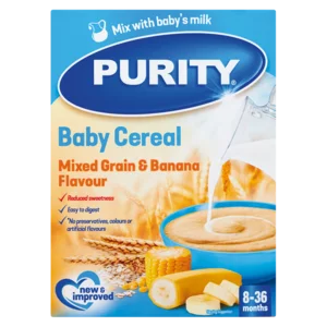Purity Mixed Grain & Banana Flavoured Baby Cereal 200g Purity Mixed Grain & Banana Flavoured Baby Cereal 200g