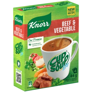 Knorr Cup-A-Soup Lite Beef & Vegetable Instant Soup Packets 4x11g