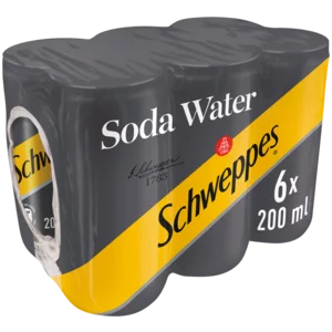 Schweppes Soda Water Soft Drink Can 6x200ml Schweppes Soda Water Soft Drink Can 6x200ml