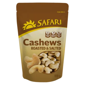 Safari Roasted & Salted Cashews 100g Safari Roasted & Salted Cashews 100g