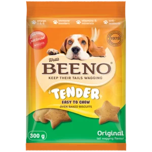 Beeno Tender Original Flavoured Easy to Chew Dog Biscuits 300g Beeno Tender Original Flavoured Easy to Chew Dog Biscuits 300g