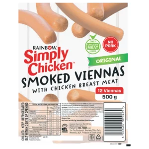 Rainbow Simply Chicken Original Smoked Viennas 500g Rainbow Simply Chicken Original Smoked Viennas 500g