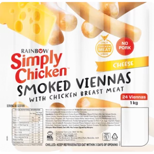 Rainbow Simply Chicken Cheese Smoked Viennas With Chicken Breast Meat 1kg