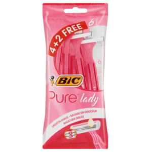 BIC Pure 3 Lady Women's Disposable Razors Pouch 5 Pack +1 Free BIC Pure 3 Lady Women's Disposable Razors Pouch 5 Pack +1 Free