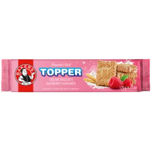 Bakers Topper Raspberry Flavoured Cream Biscuits 125g Bakers Topper Raspberry Flavoured Cream Biscuits 125g
