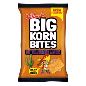 Willards Big Korn Bites Honey Mustard Flavoured Maize Chips 120g Willards Big Korn Bites Honey Mustard Flavoured Maize Chips 120g
