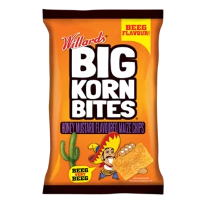 Willards Big Korn Bites Honey Mustard Flavoured Maize Chips 50g Willards Big Korn Bites Honey Mustard Flavoured Maize Chips 50g