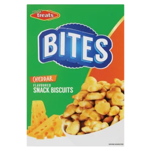 Tasty Treats Bites Cheddar Flavoured Snack Biscuits 150g Tasty Treats Bites Cheddar Flavoured Snack Biscuits 150g