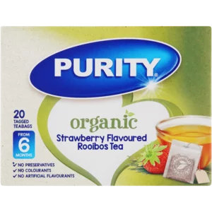 Purity Organic Strawberry Flavoured Rooibos Tagged Tea Bags 20 Pack