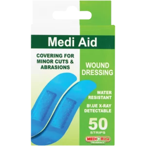 Medirite Pharmacy Blue Medi Aid Wound Dressing Strips 50 Pack Medirite Pharmacy Blue Medi Aid Wound Dressing Strips 50 Pack