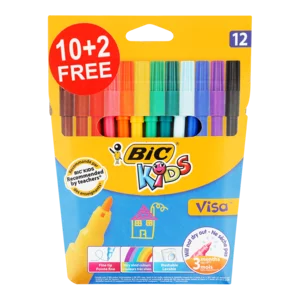 BIC Kids Assorted Visa Colouring Felt Pens 12 Pack BIC Kids Assorted Visa Colouring Felt Pens 12 Pack