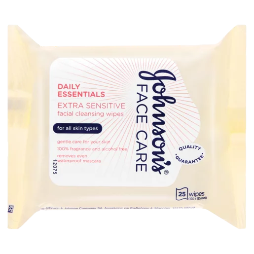 Johnson's Daily Essentials Extra Sensitive Facial Cleansing Wipes 25 Pack Johnson's Daily Essentials Extra Sensitive Facial Cleansing Wipes 25 Pack